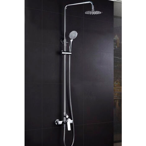 IMEX Colonna doccia miscelatore cromata in acciaio e ottone con asta estensibile inox 95-133 cm soffione extrapiatto Ø20 cm anticalcare cartuccia ceramica 25 mm maniglia a 3 posizioni flessibile 1
