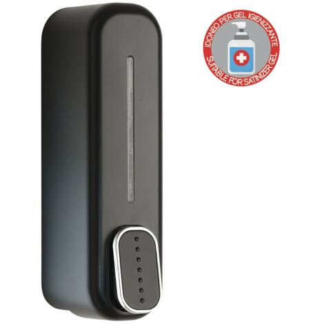 IMEX distributeur de savon mural 350ml noir mat en PVC et ABS avec fixation par vis installation murale modele ADJ013