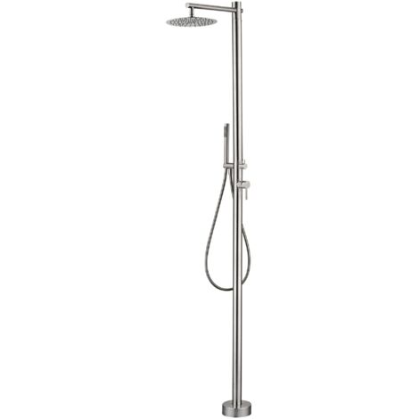IMEX Doccia per piscine in acciaio 316 con diffusore orientabile e rubinetto monocomando colore Acciaio modello KANSAS