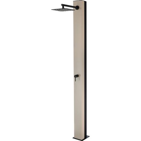 IMEX Doccia solare da piscina in acciaio S316 color beige con serbatoio in alluminio da 39 litri e diffusore anticalcare modello Alaska
