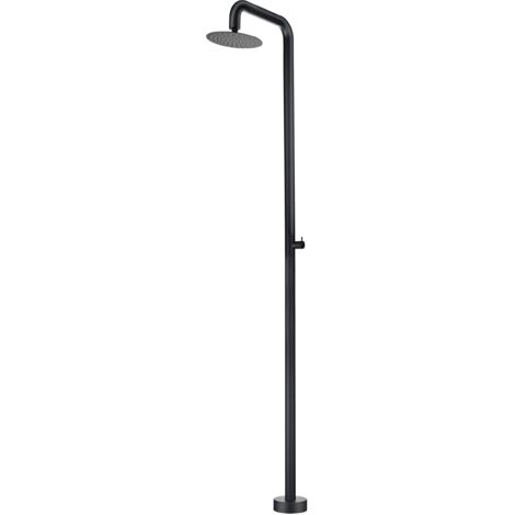 IMEX - Douche de piscine en inox 316 noir OREGON avec diffuseur orientable Ø250 mm et robinet monoforo ideale pour jardin ou piscine resistante a la corrosion et adaptee a lexterieur