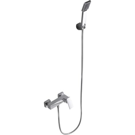 IMEX Duscharmatur aus verchromtem Messing mit ABS-Duschhalter 180 cm Metallbrauseschlauch und 35 mm Keramik-Kartusche Valencia