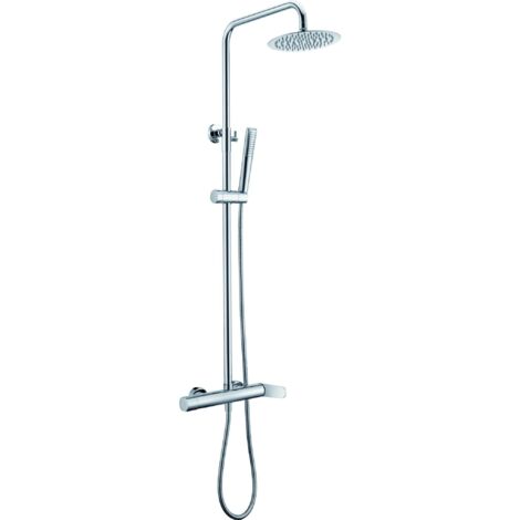 IMEX Duschsäule aus verchromtem Edelstahl und Messing extraflacher Duschkopf Ø20 cm höhenverstellbarer Handtuchhalter einhebelige Keramikkartusche 35 mm – Modell Imex-BDR031