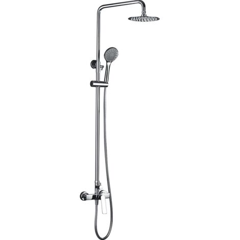 IMEX Duschsäule aus verchromtem Edelstahl und Messing mit extraflachem antikalk Rundkopf Ø20 cm höhenverstellbarem Auszug und Keramik-Kartusche – Modell Luxor BDX023