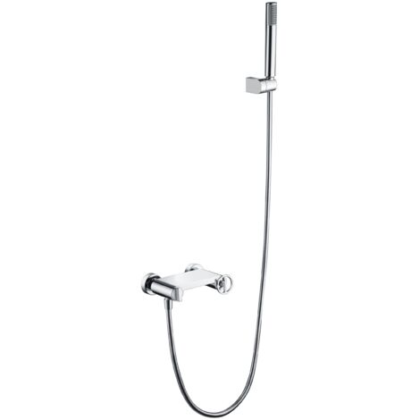 IMEX Duschset mit Einhebelmischer Messingkörper verchromte Oberfläche 180 cm verstärkter Stahlflexschlauch ABS-Halterung und runder Brausekopf Keramikkartusche Ø35 mm – OLIMPO