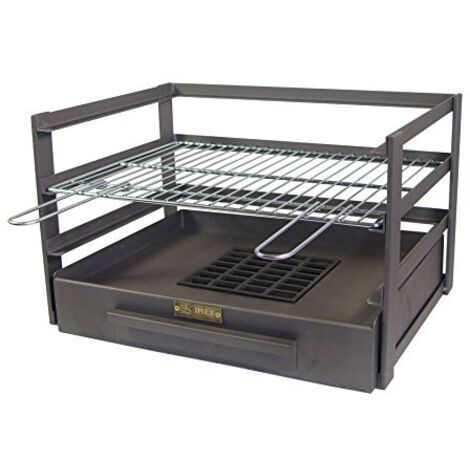 IMEX EL ZORRO 71476.0 Cassetto Barbecue con Griglia Zincata, Nero, 72 x 41 x 35 cm