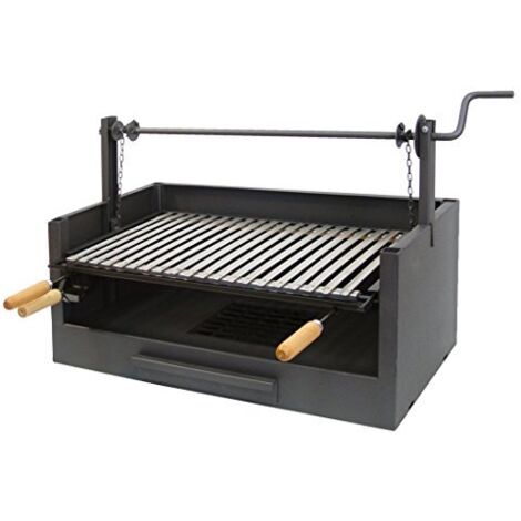IMEX EL ZORRO 71509 - Cassetto per Barbecue Sollevatore, griglia in Acciaio Inox, 73 x 40 x 50 cm, Colore: Nero