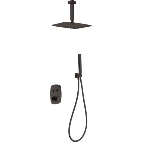 IMEX GPF036/NG FEROE Conjunto de Ducha Empotrado Termostático Negro Mate - ref: GPF036/NG