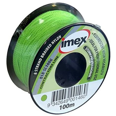 main image of "Imex Green 100m Stringline High Visibility Fluorescent 8 Strand Braided Nylon"