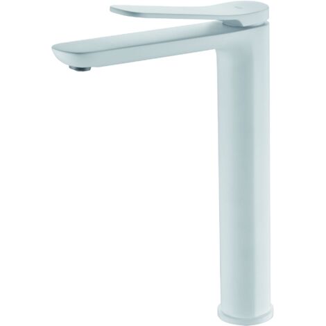 IMEX Grifería monocomando en latón y zama acabado blanco opaco con cartucho cerámico Ø25mm incluye tubos flexibles para lavabo modelo Dinamarca Imex-BDR031-3BL