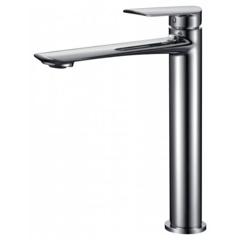 IMEX Grifo monomando para lavabo acabado cromado cuerpo en latón y zama con cartucho cerámico Ø35mm y tubos flexibles 38 incluidos Miscelatore lavabo alto Ural Imex-BDG040-3