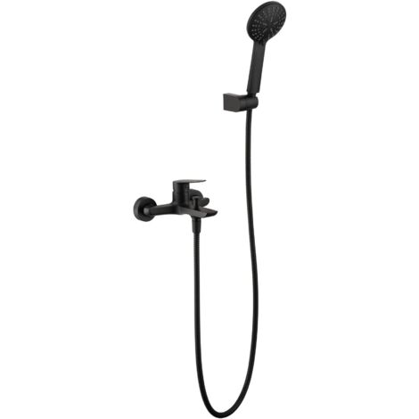 IMEX Kit mezclador para banera y ducha en latón y zama negro opaco con ducha redonda de 3 posiciones y cartucho cerámico 35 mm Imex-BDZ044-4NG