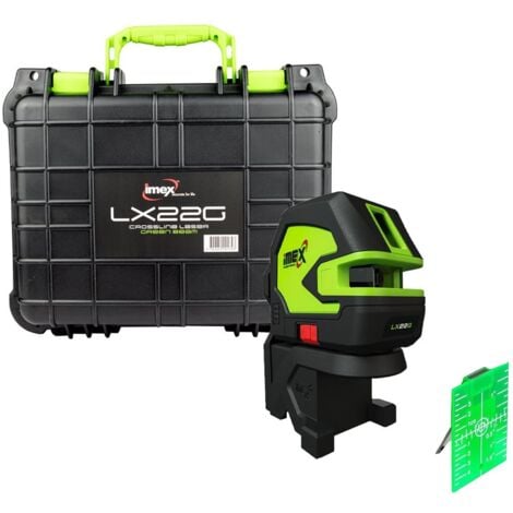 Imex LX22G 30m Green Cross Line Laser Level Self Level Plum Spots +Bracket +Case