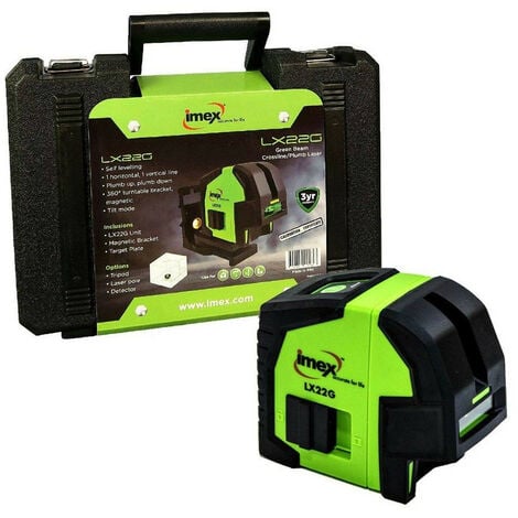 Imex LX22G Cross Line Green Beam Laser Level with Case