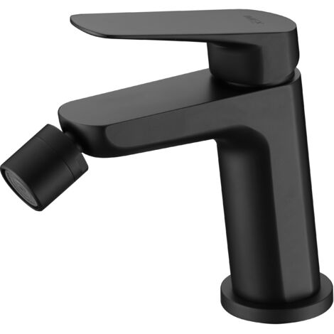 IMEX Miscelatore bidet nero opaco in ottone e zama monocomando con cartuccia in ceramica Ø25mm e tubi flessibili 3-8 Serie BELGICA Imex-BDZ044-2NG