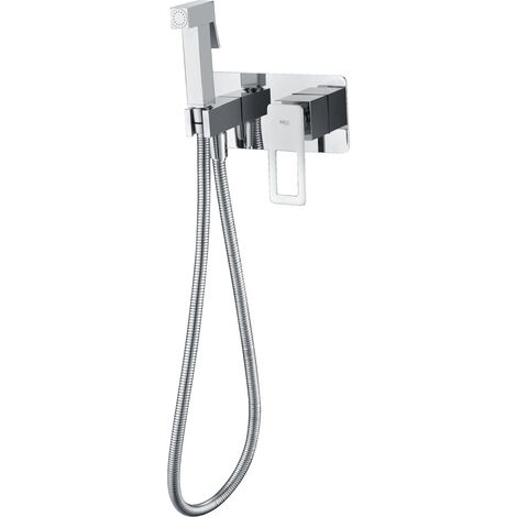 IMEX Miscelatore incasso bidet monocomando cromato in ottone e acciaio con doccetta una posizione e tubo flessibile rinforzato modello Imex-BDC032-5 Suecia
