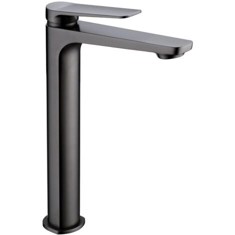 IMEX Miscelatore lavabo alto in ottone finitura black gun metal con cartuccia ceramica Ø26 mm e set 2 flessibili 3-8 per lavabo monocomando Modello Imex-BDN047-3BGM