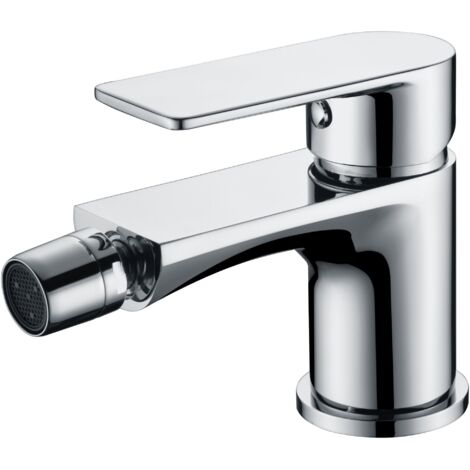 IMEX Miscelatore monocomando bidet cromato in ottone e zama con cartuccia ceramica Ø35mm apertura a freddo sistema risparmio energetico completo di tubi flessibili 3-8 - Modello Imex-BDO020-2 Saona