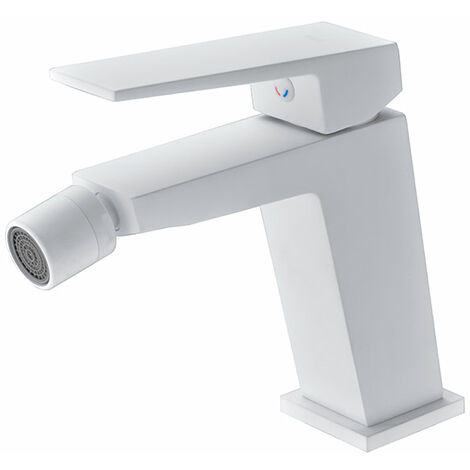 IMEX Miscelatore monocomando bidet in ottone con cartuccia ceramica Ø26 mm e flessibili 3-8 finitura bianco opaco corpo in ottone e zama modello ART Imex-BDAR025-2BL