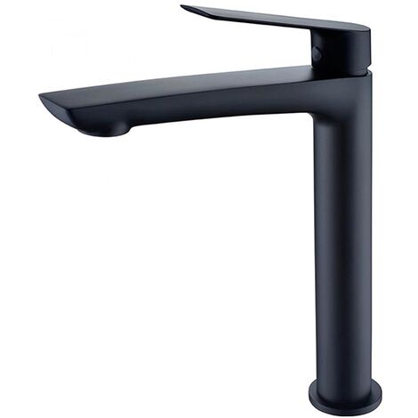 IMEX Miscelatore monocomando lavabo alto in ottone e zama finitura nero opaco con cartuccia ceramica Ø25mm e tubi flessibili inclusi Serie Luxor Imex-BDX023-3NG