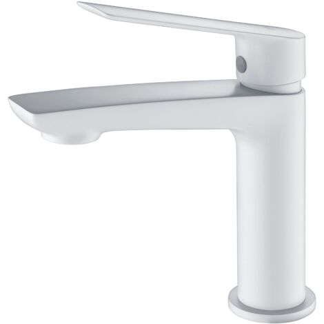 IMEX Miscelatore monocomando lavabo aus mattweißem Messing mit 25 mm Keramikkartusche und Flexanschluss Luxor BDX023-1BL