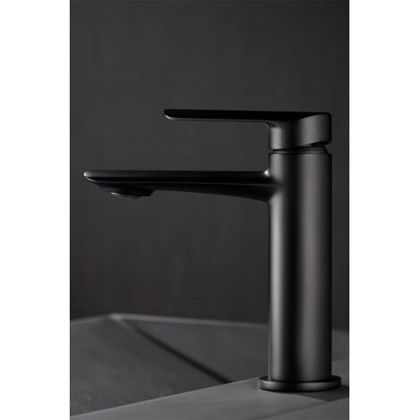 IMEX Miscelatore monocomando lavabo nero opaco in ottone e zama con cartuccia ceramica Ø25 mm e flessibili 3-8 inclusi modello Imex-BDG040-1NG Ural