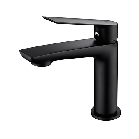 IMEX Miscelatore monocomando per lavabo corpo in ottone e zama nero opaco con cartuccia ceramica Ø25mm e tubi flessibili inclusi modello Imex-BDX023-1NG Luxor