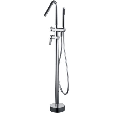 IMEX Miscelatore vasca-doccia a pavimento in ottone e zama cromato con cartuccia ceramica Ø35 mm tubo flessibile PVC e comando a una posizione inclusa scatola di comando modello Belgica Imex-BBEZ044