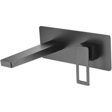 IMEX Mitigeur encastre lavabo en laiton finition noir mat avec deux parties independantes et boîte de reglage Modele SUECIA