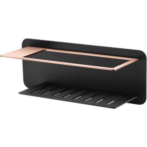IMEX Portasapone frontale in acciaio S304 e ottone con finitura nero e oro rosa design combinato resistente e funzionale modello BETHARI ADT009