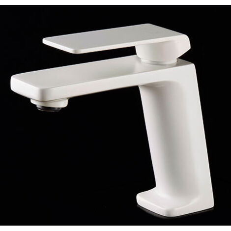 IMEX Robinet monocommande en laiton blanc mat avec cartouche ceramique Ø25 mm et flexibles 3-8 pour lavabo Modele FIYI Imex-BDF016-1BL