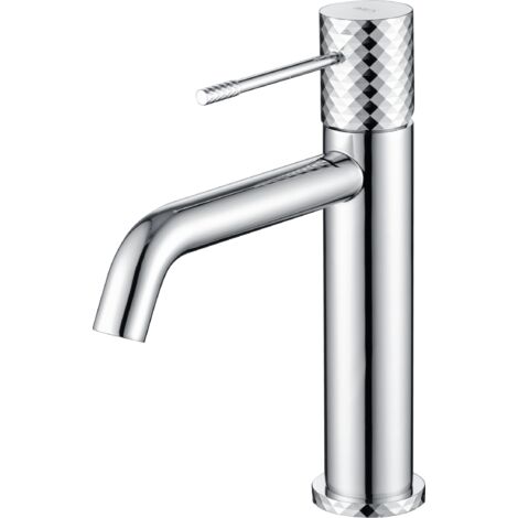 IMEX Robinet monocommande lavabo en laiton et zamac chrome avec cartouche ceramique Ø26 mm et flexibles 3-8 serie GENOVA Imex-BDG053-1