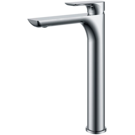 IMEX Robinet monocommande lavabo haut en laiton chrome avec cartouche ceramique Ø35 mm et flexibles 3-8 finition chromee corps en laiton et zamac modele Nassau BDU014-3