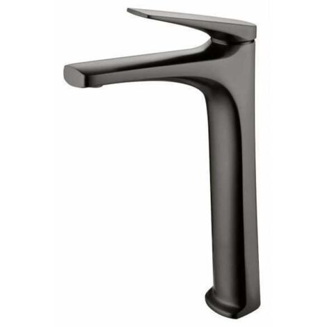 IMEX Serie DELOS BDD055-3BGM – Hocharmatur für Waschtisch aus schwarzem Gun Metal-Messing mit keramischer Ø28 mm Kartusche 2-flexible 3-8 Sets Höhe 288 mm Ausladung 175 mm