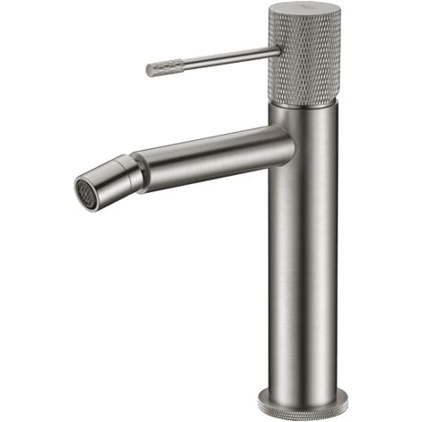 IMEX Serie LINE BDD038-2NQ – Monocomando-Bidetmischer aus Messing mit gebürsteter Nickel-Oberfläche Keramikcartusche Ø26 mm 2 flexible Schläuche 3-8 Höhe 200 mm Auslauf 130 mm