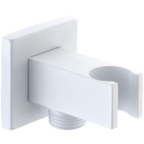 IMEX SFR001/BL Soporte Cuadrado Para Mango de Ducha Con Salida de Agua Blanco Mate - ref: SFR001/BL