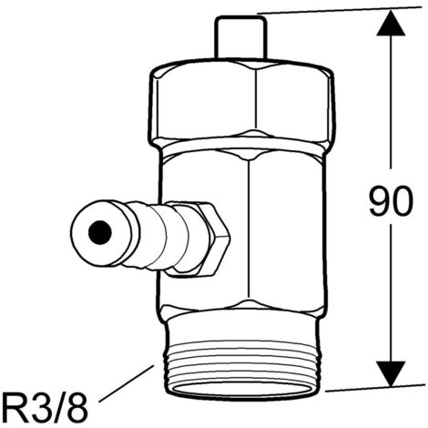 IMI Heimeier TA Messnippel mit Ventil R 3/8x90mm, für CBI II