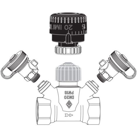 IMI Heimeier TA Strangregulierventil TA-Multi Set 1 DN 15, Handrad, 2x Entleerung, Rotguss