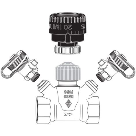 IMI Heimeier TA Strangregulierventil TA-Multi Set 1 DN 40, Handrad, 2x Entleerung, Rotguss