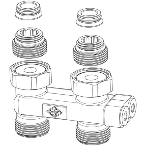IMI Heimeier Umlenkstück Durchgang G3/4 absperrbar, Zweirohr, 50mm