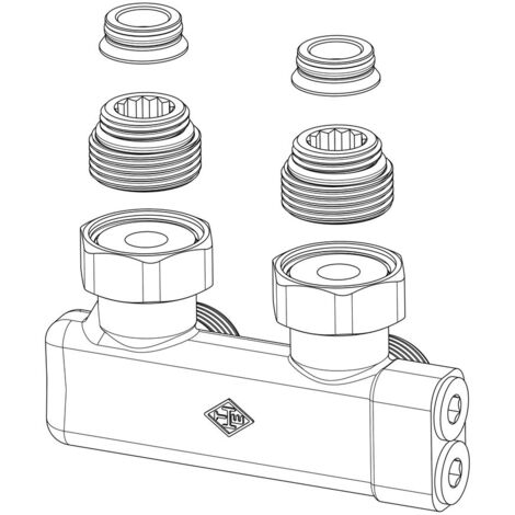 IMI Heimeier Umlenkstück Eckform G3/4 absperrbar, Zweirohr, 50mm