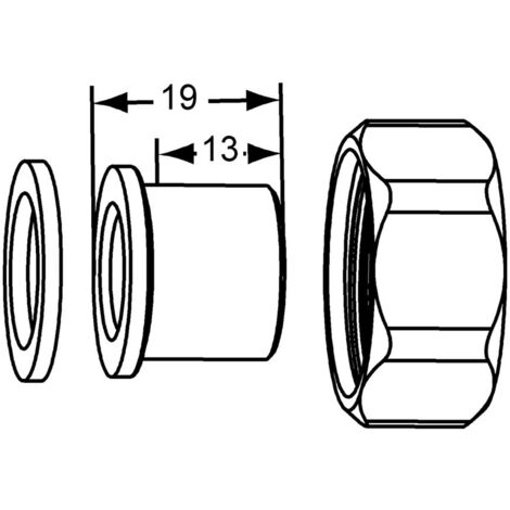 IMI Heimeier Verschraubung mit Lötnippel 16mm, für DN 15, flachdichtend
