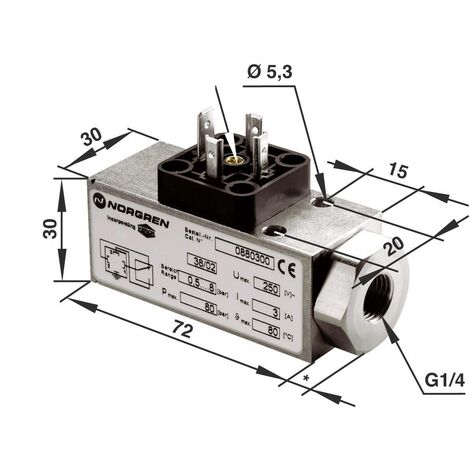 IMI NORGREN Pressostat pneumatique 0881400000000000 1 à 16 bar 1 inverseur (RT) 1 pc(s) S69863
