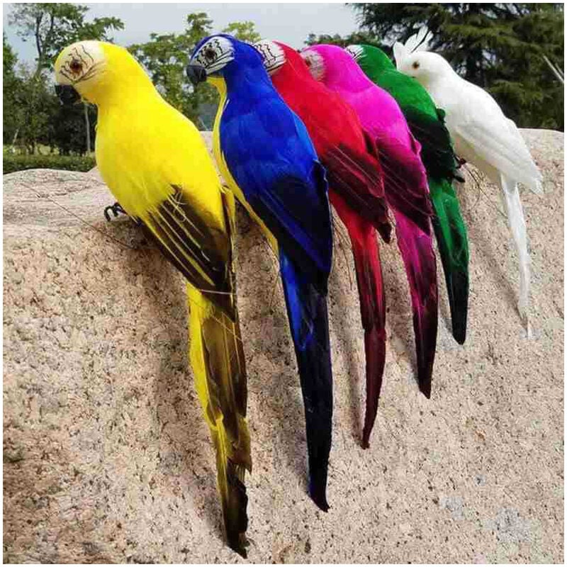 Xinuy - Imitation perroquet oiseau végétation jardinage oiseau décoration or acier perroquet imitation oiseau plumes artisanat balancier Blanc +