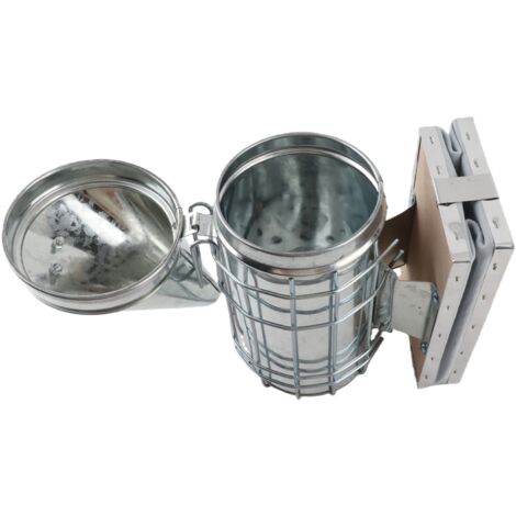 Imker-Räucherofen mit Hitzeschutzplatte – Eisen + Leder – 10,4 x 26 cm – 1 Stück