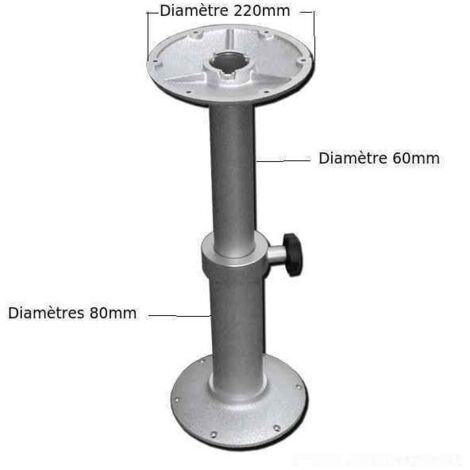 Imline – Pied de table télescopique pour camping-car et caravane – Hauteur réglable 360-760 mm – Système de fixation par vis – Débattement 300 mm