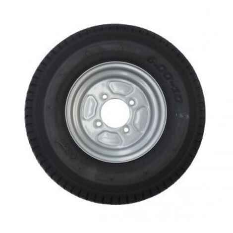 Imline – Roue de remorque 145R10 4 trous 130 mm – Diamètre 10 pouces – Charge maximale 600 kg – Pneu noir