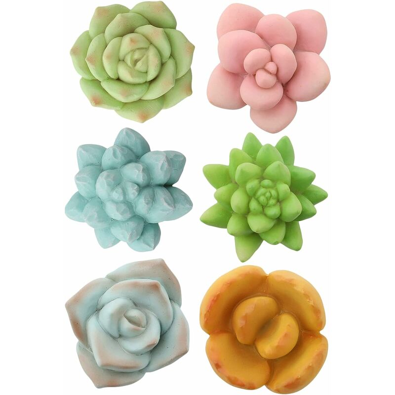 

Abcrital - Imán de nevera simulado creativo, imán de nevera de resina de planta suculenta para pizarra blanca de cocina de oficina en casa, 6 piezas