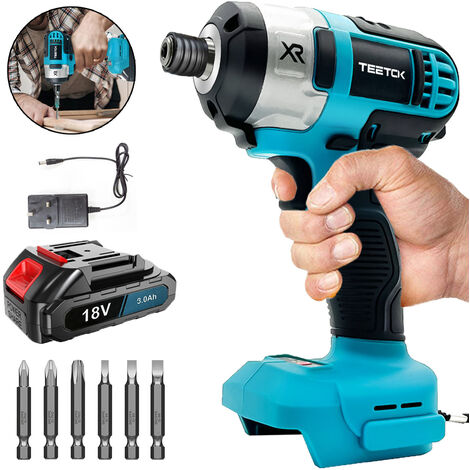 Impact driver sets,Electric Car Cordless Brushless Impact Driver Drill, Variable Speed with 6pcs Screwdriver Bits, Compatible with Makita Battery +3.0A Battery+Charger