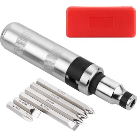 Impact Screwdriver Set, MAXPOWER 8PCs Reversible Manual Hand Impact Driver Kit with Detachable 1/2-Inch Square Drive, Phillips Bits and Slotted Bit